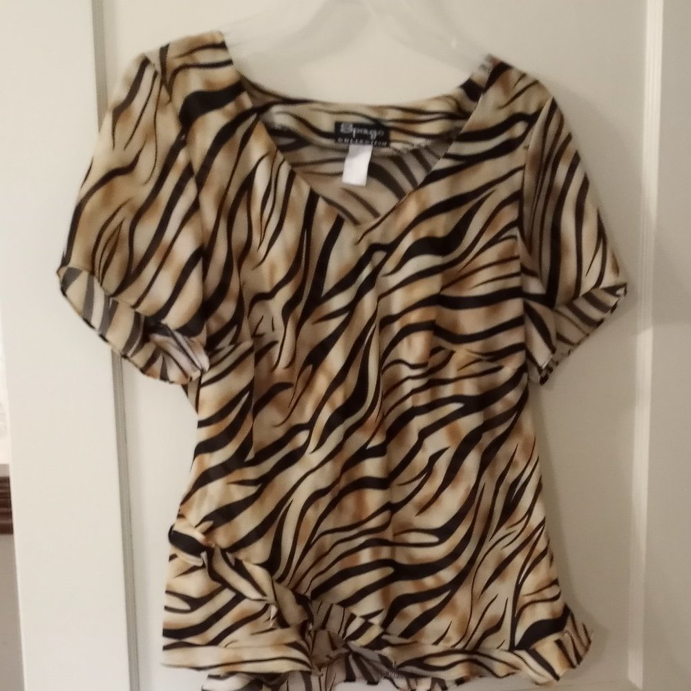 Vintage Spago Collection sheer animal print blouse